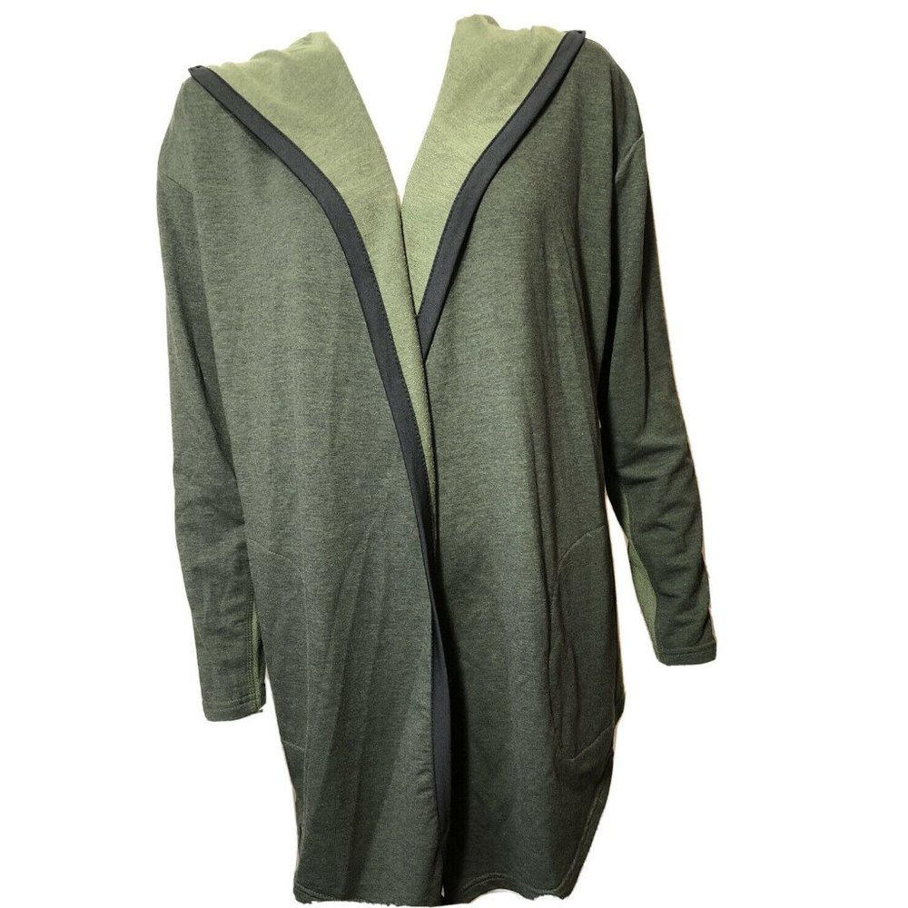 Activology Womens Two Tone Green Open Front Tunic